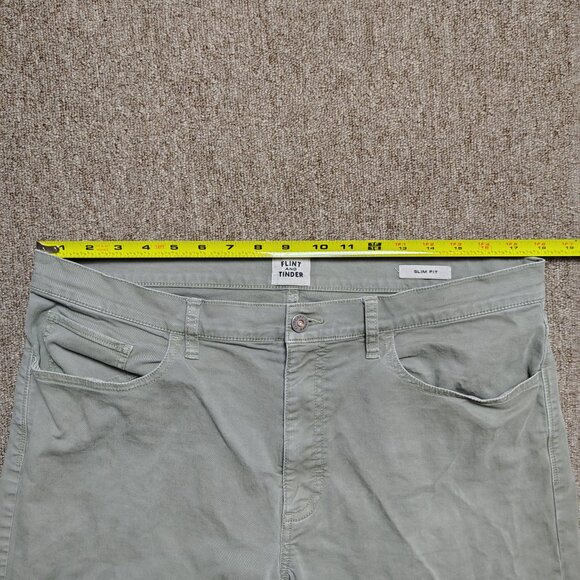 FLINT AND TINDER Pants Men Slim Fit 36x32 Green Cotton Blend Stretch Casual - Picture 6 of 9
